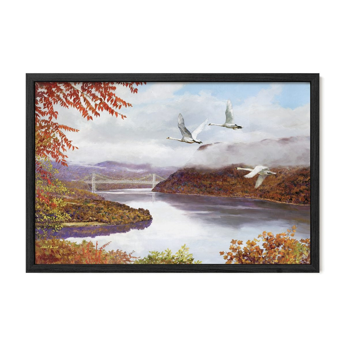 Mute Swans Over Bear Mountain Bridge
